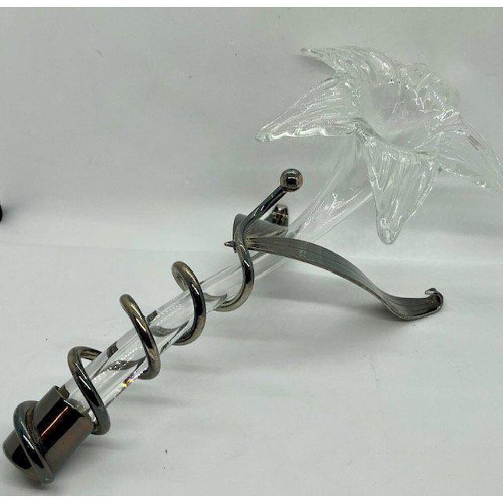 Hand Blown Glass Flower & Sculptured Meal Holder Hibiscus Orchid Lily